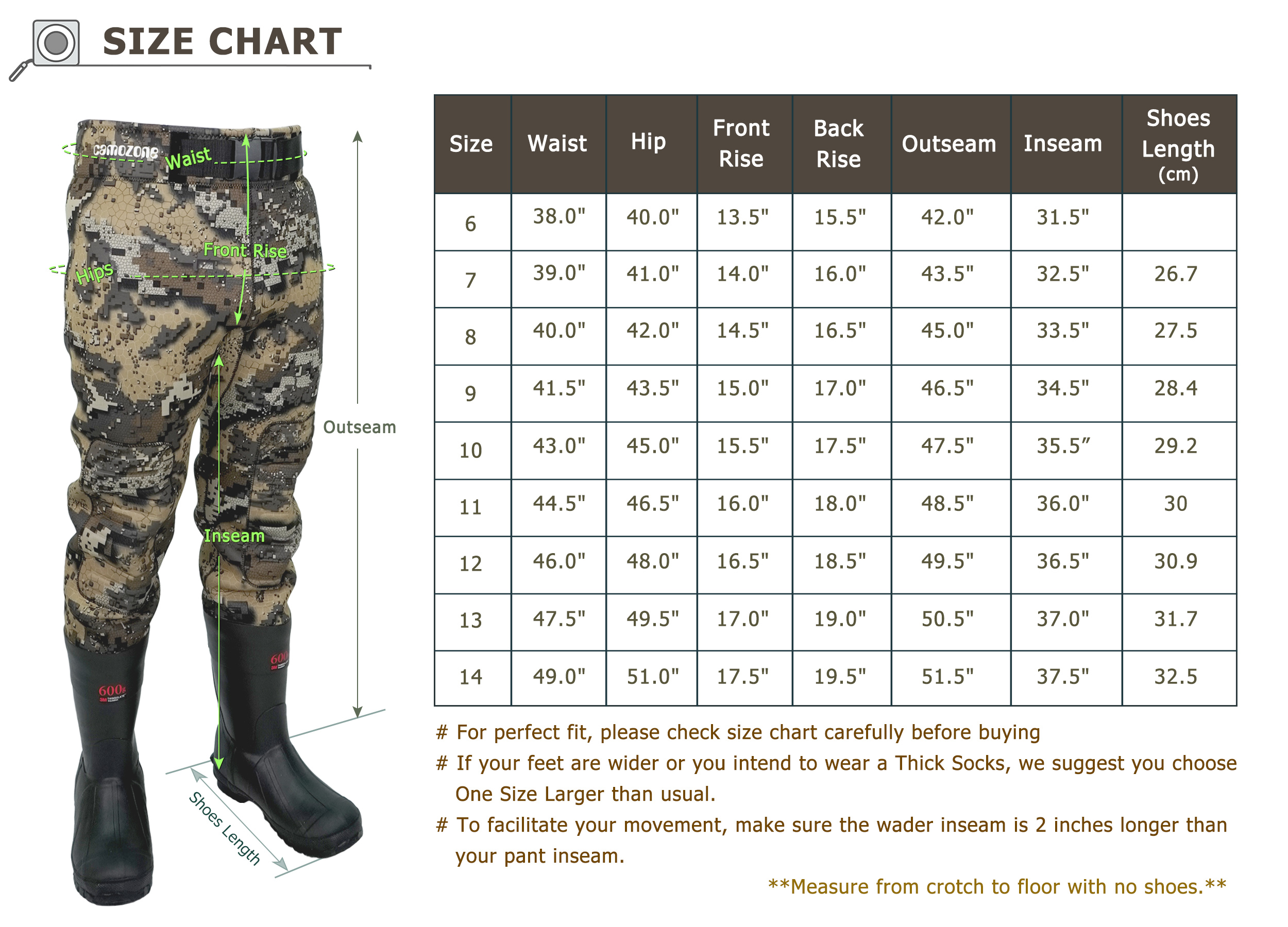 Neoprene Bootfooted Waist Wader 800G - UNISPO